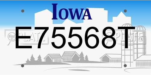 E75568T Iowa License Plate