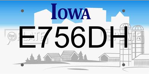 E756DH Iowa License Plate