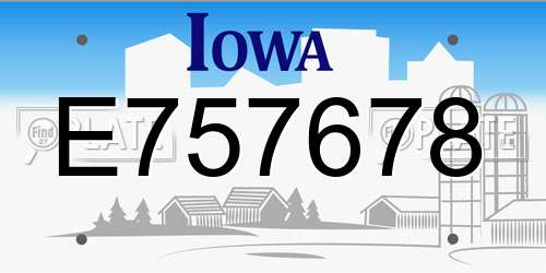 E757678 Iowa License Plate