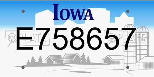 E758657 Iowa License Plate