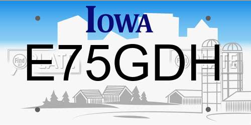 E75GDH Iowa License Plate