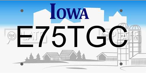 E75TGC Iowa License Plate