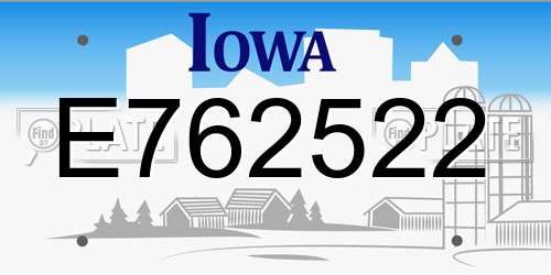 E762522 Iowa License Plate