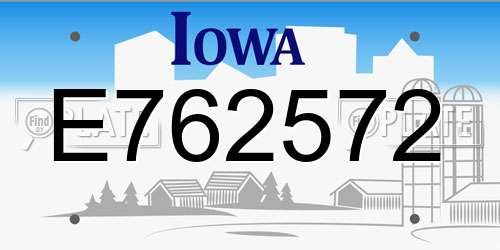 E762572 Iowa License Plate
