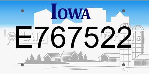 E767522 Iowa License Plate