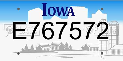 E767572 Iowa License Plate