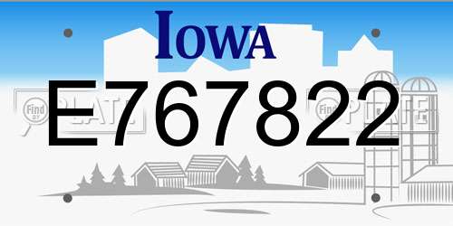 E767822 Iowa License Plate
