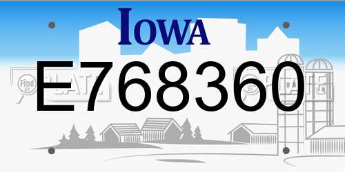 E768360 Iowa License Plate