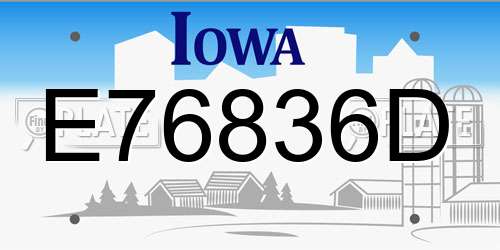 E76836D Iowa License Plate