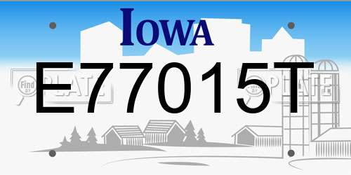 E77015T Iowa License Plate