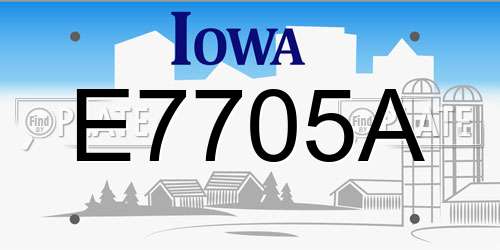 E7705A Iowa License Plate