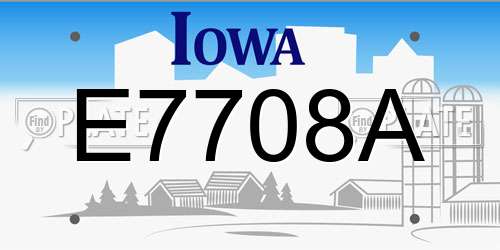 E7708A Iowa License Plate
