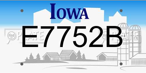 E7752B Iowa License Plate