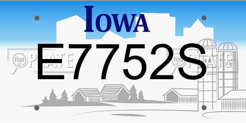 E7752S Iowa License Plate