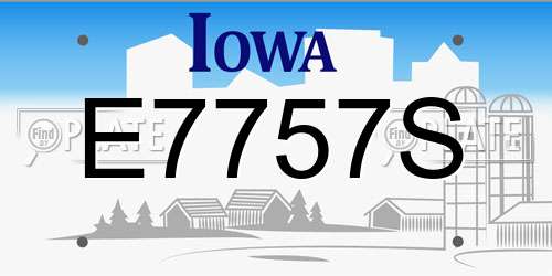 E7757S Iowa License Plate