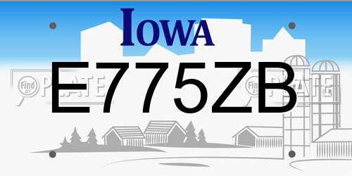 E775ZB Iowa License Plate