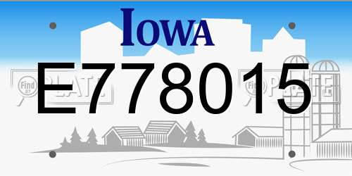 E778015 Iowa License Plate