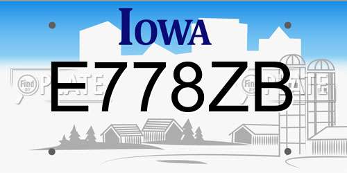 E778ZB Iowa License Plate