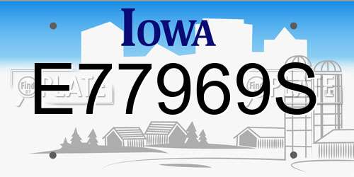 E77969S Iowa License Plate