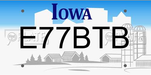 E77BTB Iowa License Plate
