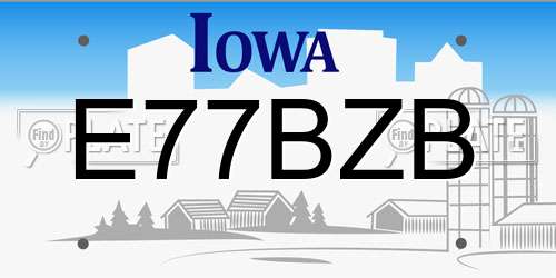 E77BZB Iowa License Plate