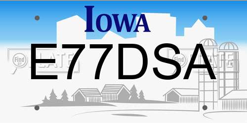 E77DSA Iowa License Plate