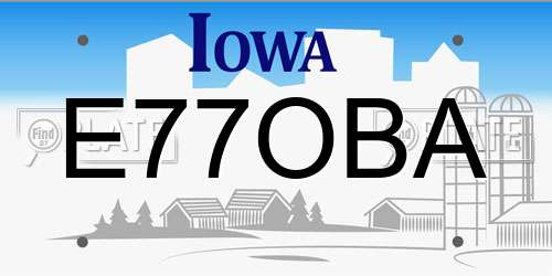 E77OBA Iowa License Plate