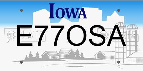 E77OSA Iowa License Plate