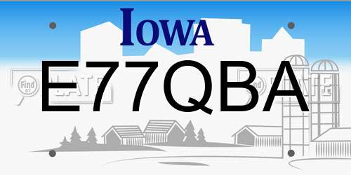 E77QBA Iowa License Plate