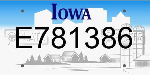 E781386 Iowa License Plate