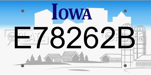 E78262B Iowa License Plate
