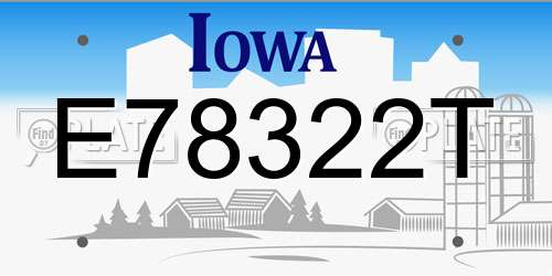 E78322T Iowa License Plate