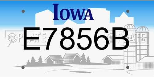 E7856B Iowa License Plate