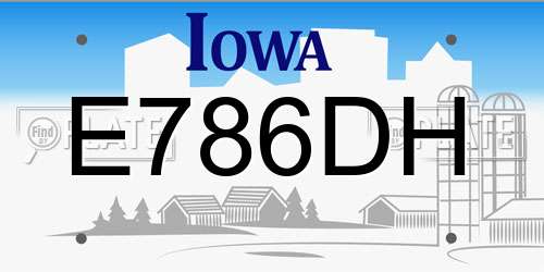 E786DH Iowa License Plate