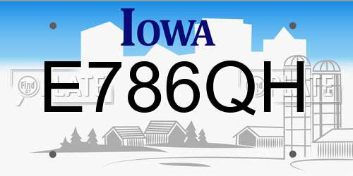 E786QH Iowa License Plate