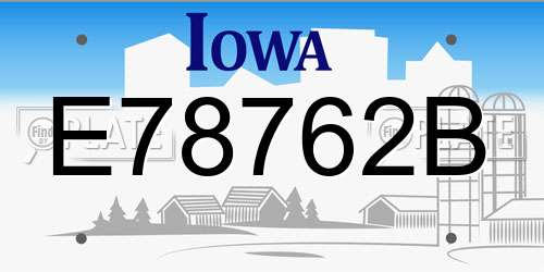 E78762B Iowa License Plate