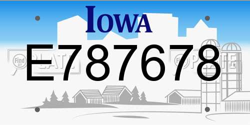 E787678 Iowa License Plate