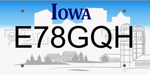 E78GQH Iowa License Plate