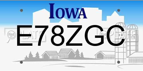 E78ZGC Iowa License Plate