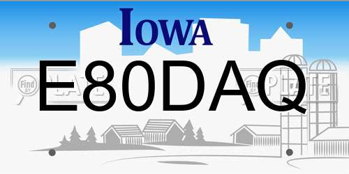 E80DAQ Iowa License Plate