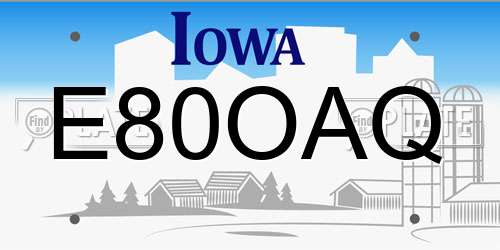 E80OAQ Iowa License Plate