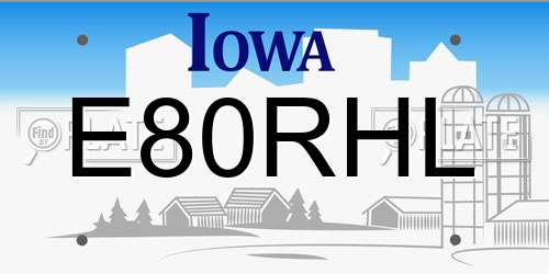 E80RHL Iowa License Plate