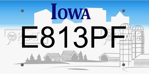E813PF Iowa License Plate