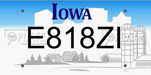 E818ZI Iowa License Plate