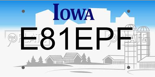 E81EPF Iowa License Plate