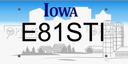 E81STI Iowa License Plate