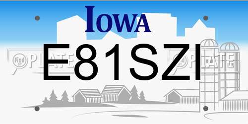 E81SZI Iowa License Plate