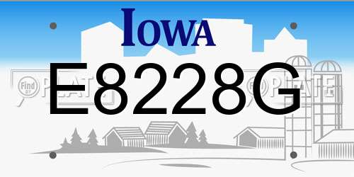 E8228G Iowa License Plate