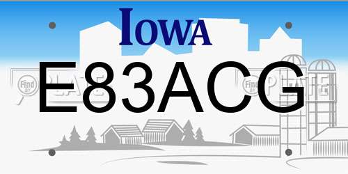 E83ACG Iowa License Plate