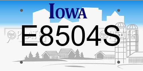 E8504S Iowa License Plate
